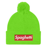 Spaghetti Pom Pom Knit Cap